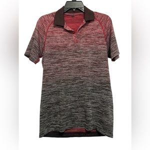 Lululemon Polo Shirt Red Metal Vent Tech Stretch Golf Performance